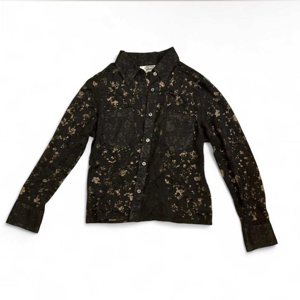 Vintage floral lace button up blouse